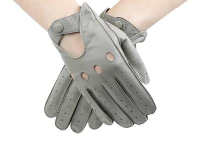 China Sheep Leather Light Grey Men Leather Driving Gloves / Man Motorcycle Gloves for sale