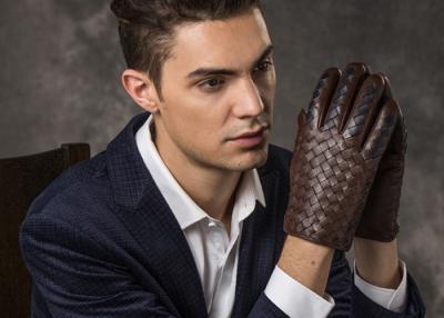 China Brown Sheep Leather Silk Men's Leather Gloves , Cool Leather Motorcycle Gloves for Man for sale