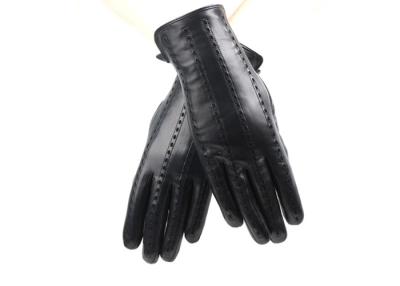 China Real Sheep Leather Women's Gloves , Short Touch Screen Leather Black Gloves for sale