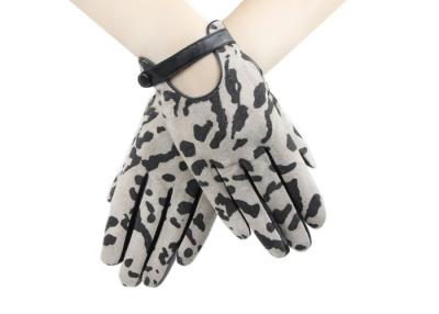 China Pig Suede Fashion Ladies Leather Driving Gloves With Button Belt Cuff for sale