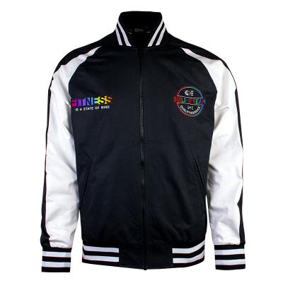 China Lightweight Plus Size Hockey Sublimation Satin Zip Up Varsity Bomber Jacket for sale