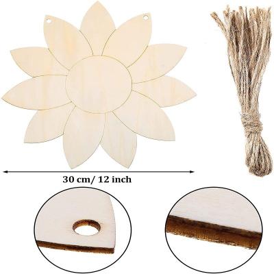 China DIY Sunflower Wooden Pendant Unpolished Door White Europe Christmas Welcome Sign Hanging Pendant for sale