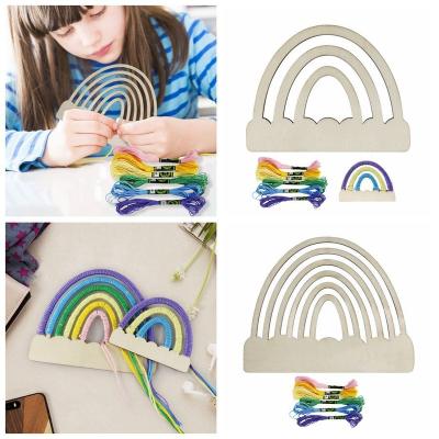 China Europe Wooden Kids DIY Handwoven Rainbow Color Set for Wall Decor Craft and Bedroom Nursery Baby Room Decoration for sale