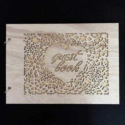 China Europe Wedding Guest Message Book Manual Notepad Wooden Creative Wedding Album Notebook Crafts for sale