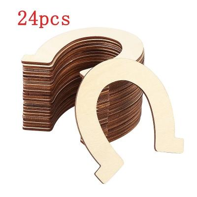 China Europe 24pcs DIY Wooden U Shaped Empty Horseshoe Pendant for Party and Manual Activities for sale