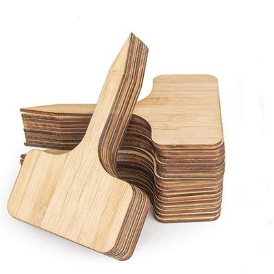 China 50pcs T Shaped Environmental Natural White Wooden Succulent Plant Label 10*6cm for sale