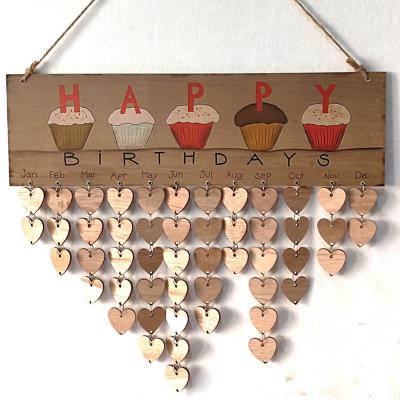 China Creative Valentine's Day Party Birthday List Europe Calendar Handmade Crafts Hanging Home Decoration Wood for sale