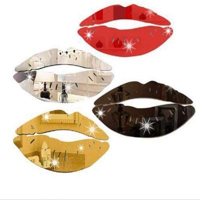 China WALL STICKER 3D Home Mirror Wall Stick Lips DIY Decoration Wholesale Acrylic Mirror Wall Sticker For Bedroom for sale