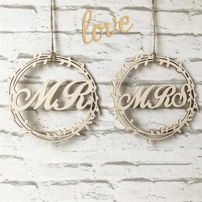 China Creative Europe Wedding Wooden Chair Letter Back Pendant For Mr. And Mrs. Marry the chair for sale