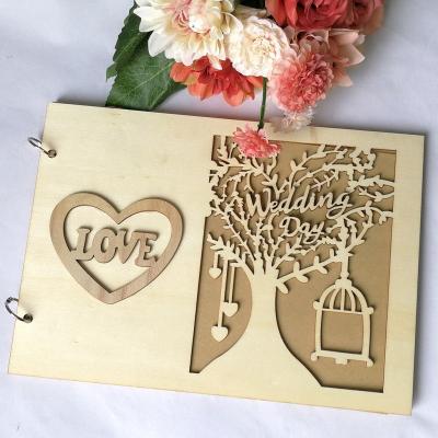 China Europe Wedding Scrapbook Wooden Bible Rack Shelf Guest Book Notebook For Wedding Party for sale