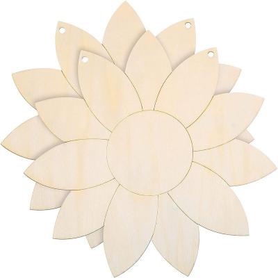 China Europe DIY Unpolished Wooden Sunflower Ornaments Slices Labels Blank Craft For Christmas Decorations for sale