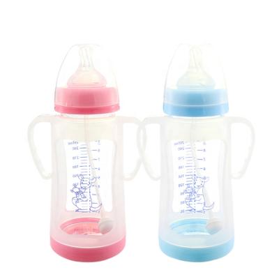 China BPA Free 260ml Bear Student Apple Wide Glass Shatter-Resistant Baby Bottle Wholesale for sale