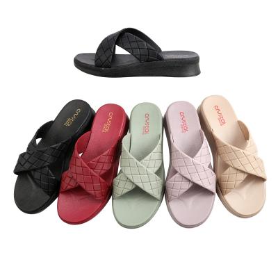 China Women Plastic Slipper, Fashion Trend Women's Plastic Cross-belt Flip Flop for sale