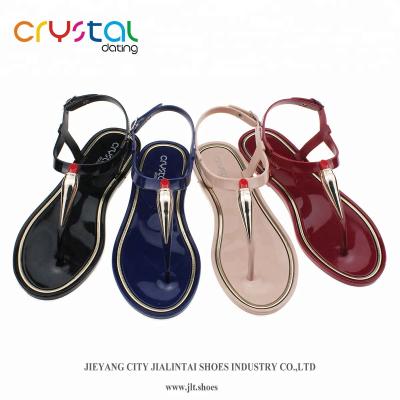 China PVC Ladies T-shape Flat Plastic Sandals With Lipstick Accessories for sale