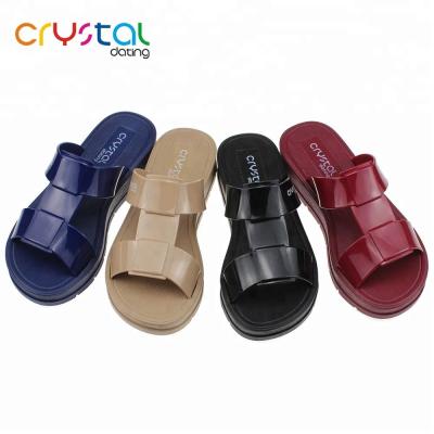 China Lady High Heel Glossy Slippers Je Shaped Slippers With Colored Outsole for sale