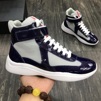 China 2023 Men's Shoes Anti-slippery High Top Lacquer Leather Sneakers European And American Luxury Sneakers for sale