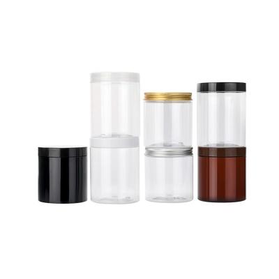 China Cosmetic Pet Plastic Cream Jar With Aluminum Lid for sale