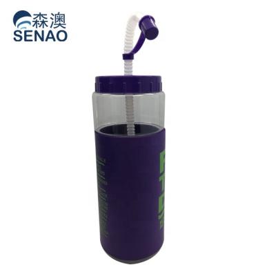 China Beverage Food Grade Plastic Water Bottle With Straw for sale