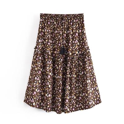 China Washable Women Summer Fashion Boho Hippie Skirt Bohemian Floral Printed Rayon Mini Skirts Female Oversize for sale