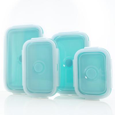 China Cute Collapsible Airtight Lunch Box Thermos Silicone Bento Baby Food Storage And Container Set for sale