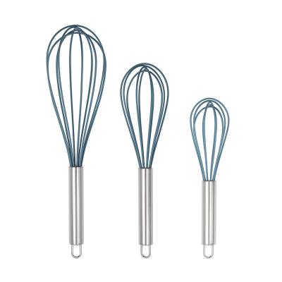 China Stainless Steel Silicone Kitchen Beater Set Workable Ball Beats Egg Beater Mixer With Handles for sale