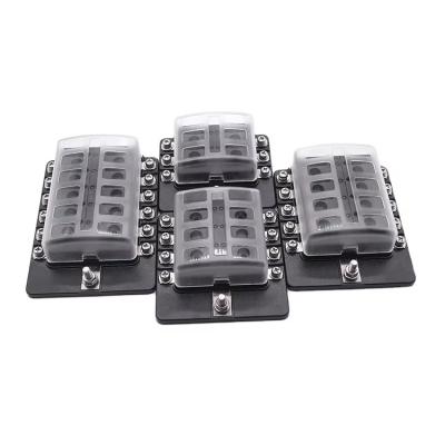 China 8 10 12 Way Screw Type Motorcycle Fuse Box 12v 14v 32v Marine Car Fuse Blade Block Holder Fuse Box With Dustproof Cover for sale