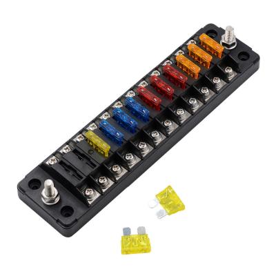 China 12Way Blade ATC Fuse Automotive Marine Panel With Negative Bus Waterproof Protection Cover 12v Circuits Atc Ato Blade Fuse Block zu verkaufen