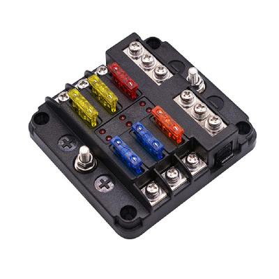 Chine Bloc de fusible de 6 manières avec 6-Circuit ATC/au sol ATO Fuse Box Holder avec l'indicateur négatif de lumière de l'autobus LED à vendre