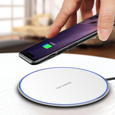 China 10W Wireless Charging Pad Wireless Charging Pad LED Light Mobile Phone 10W Qi Wireless Charger For iPhone Metal Body for sale