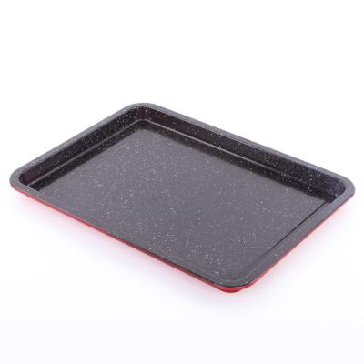 China Viable Hot Selling Red Inside Black Color Carbon Stee Griddle Pan Baking Pan Cookies Tray for sale