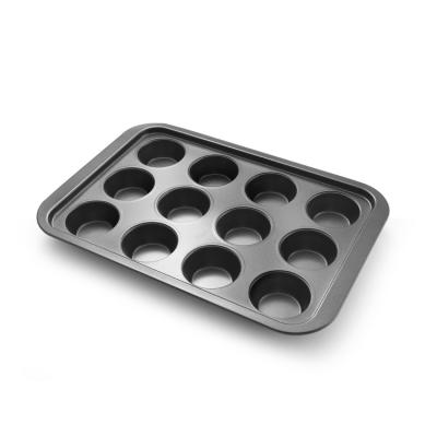 China 12 Cup Sustainable Food Grade Carbon Steel Cake Pan Cupcake Pan Non-Stick Coating Muffin Baking - Buy Bakery Muffin Moulds, Home Mould, for sale