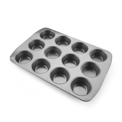 China 12 Cup Sustainable Food Grade Carbon Steel Cake Pan Cupcake Pan Non-Stick Coating Muffin Baking - Buy Bakery Muffin Moulds, Home Mould, for sale