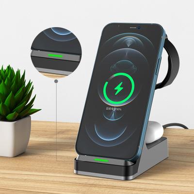 China UniversalÂ   Mobile Phone Qi Wireless Charger Portable 3 in 1 Charging Station for iPhone Earbuds Air Pod for sale