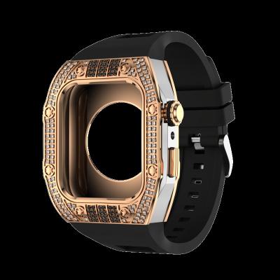 Cina Per la fascia dell'Apple Watch 44mm/45mm Cassa per orologi di lusso in fibra di carbonio, Cassa robusta maschile e braccialetto in gomma fluorina Compatibile A in vendita