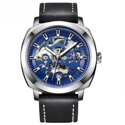 China Skeleton Mechanische Wasserdichte Quarzuhr 45mm Dia Lederband Herrenuhr zu verkaufen