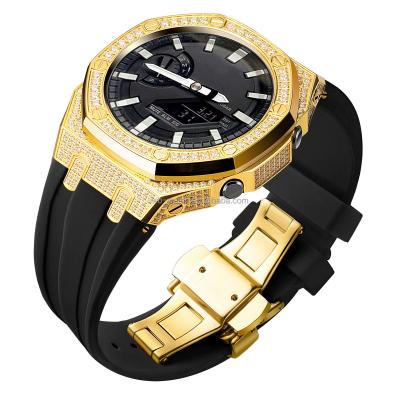 Cina Luxury Ga2100 5th Generation Full Diamond Watch Case Rubber Strap Resin Watch Band Kit in vendita