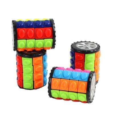 China Fashionable colorful magic 3D decompression tower cube kids stir cube Brain Sliding Cylinder Puzzles toys for sale