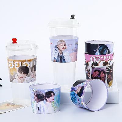 China Disposable custom kpop printed paperboard coffee air holder cup paper sleeve for sale