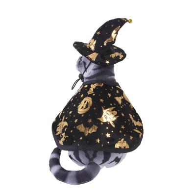 China 2021 Viable Goods New Spot Halloween Printed Ornaments Wizard Cloak Costume Dog Cat Hat Set for sale