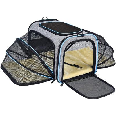 China Breathable Airline Approved Soft Sided Foldable Dog Travel Carrier Tote Weekend Bag for sale