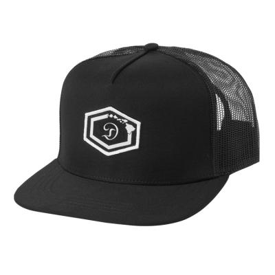 China JOINT Custom Woven Patch Black 5 Panel Mesh Camo Caps Trucker Hat With Wholesale for sale