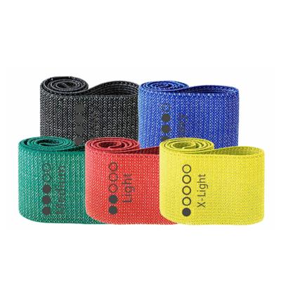 China Timecreate Portable High Quality Colors Different Strength Mini Fabric Resistance Bands Set of 5 for sale