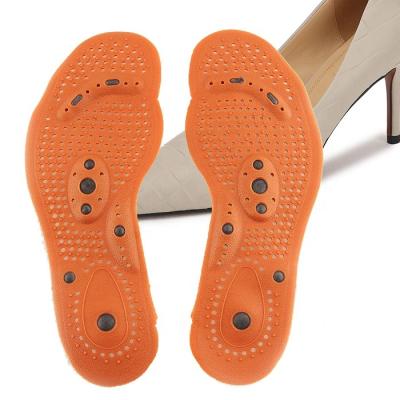 China Breathable Plantar Fasciitis PVC Material Massage Insoles Acupuncture Magnetic Therapeutic Magnetic Insoles Massage Slimming Shoe Insoles for sale