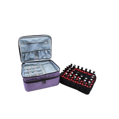 China Durable nail polish organizer bag bolsa de esmalte unas holds 42 bottles and 1 led lamp nail polish bag for sale