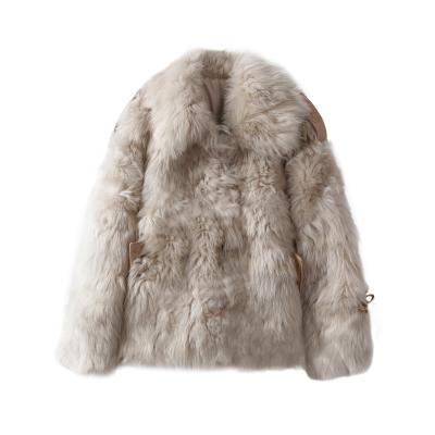 China 2021 Anti-wrinkle wholesales sheepskin imported from Italy new design fur leather coat women jacket can custom two colors in stock for sale