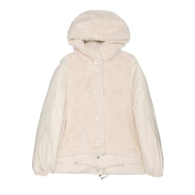 China Anti-wrinkle 2021 wholesale faux fur coat women winter jackets white teddy bear hoodies box custom for sale