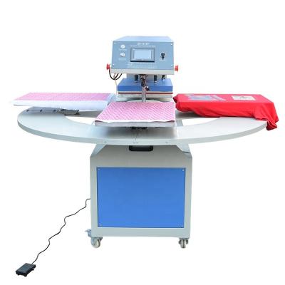 China Newest Easy Operation Automatic Textile Rotary Screen Printing Pneumatic Energy Heat Press Machine For T Shirt 4 Workplate for sale