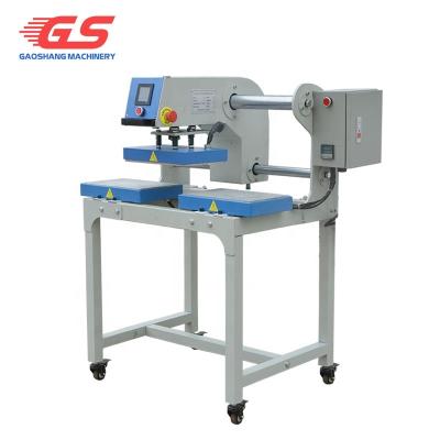 China Embroidery Patch Double Bottom Heater Platen Pneumatic Upper Sliding Portable Fabric Melt Film Heat Press Machine for sale