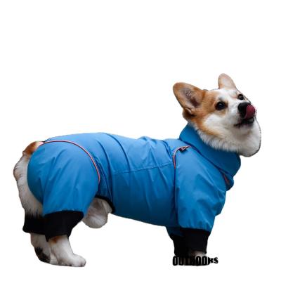 China Viable Four-Leg Nylon Waterproof Taslon PU Coating Custom Pet Apparel Dog Rain Jacket Coat for sale