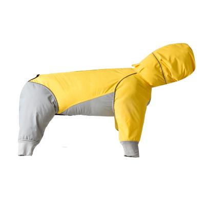 China BlackDoggy Durable Shed Four-Legs Waterproof Pet Clothing Quilting Yellow Dog Rain Coat for sale